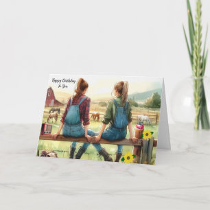 Carte Amies au ranch pour l'anniversaire
