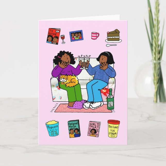 Carte Amis Africaines Américaines Anniversaire Soirée Am (Devant)