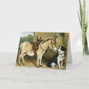 Carte Amis animaux chiens et ânes - Art Vintage par Emms