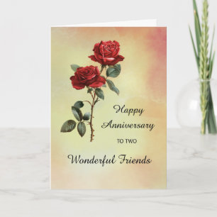 Carte Amis Anniversaire Mariage Deux Roses Rouges