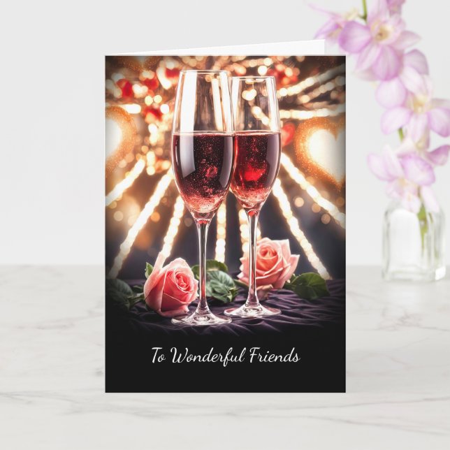 Carte Amis Bonne Anniversaire Mariage Champagne Rose (Orchidée)
