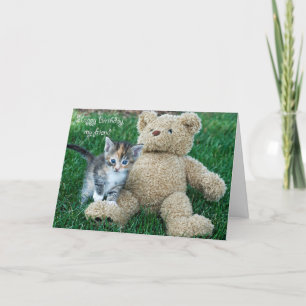 Carte Amis de l'ours en chaton et en peluche