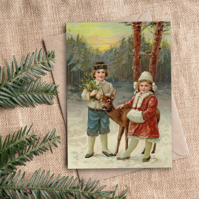 Carte Amis d'hiver | Noël vintage (Créateur téléchargé)