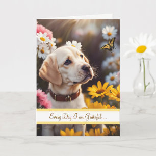Carte Amitié Chiot Labrador Jaune Papillon Mignon