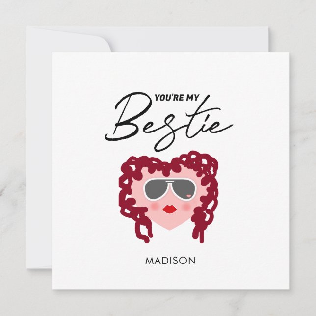 Carte Amitié drôle Cœur rose Meilleure amie personnalisé (Devant)