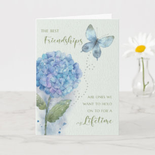 Carte Amitié Papillon et Hydrangea Anniversaire