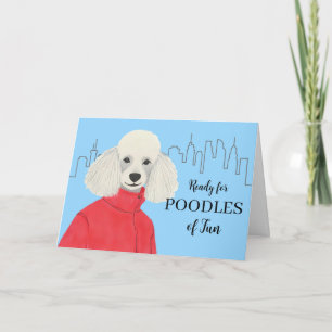 Carte Amitié Texte personnalisé Poodle Ville Arrière - p