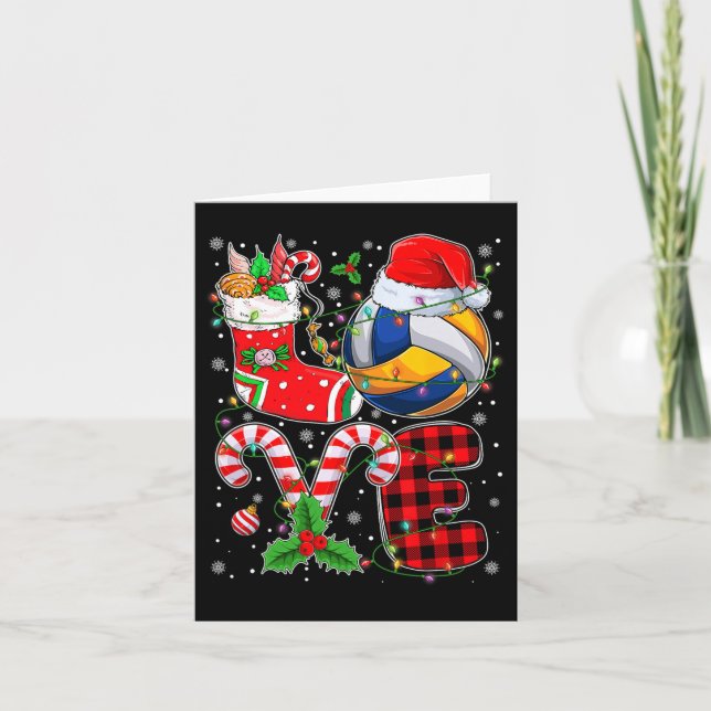 Carte Amour amusant Volleyball Bal Santa Hat Christmas L (Devant)