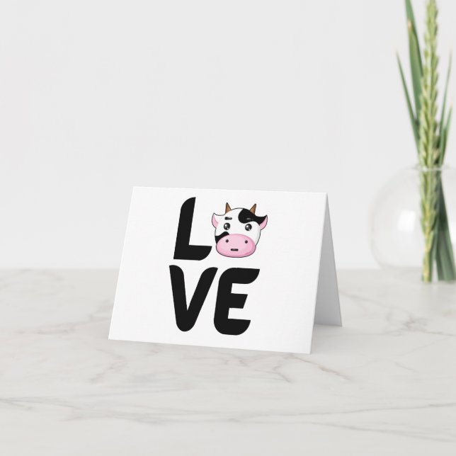 Carte Amour avec une vache O BLANK (Devant)