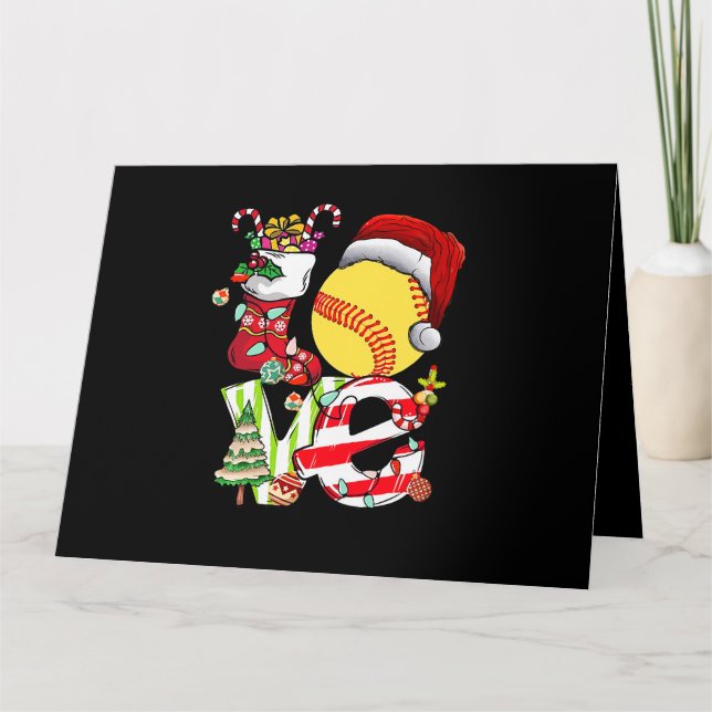 Carte Amour Casquette de Noël Santa Softball Filles Adol (Devant)