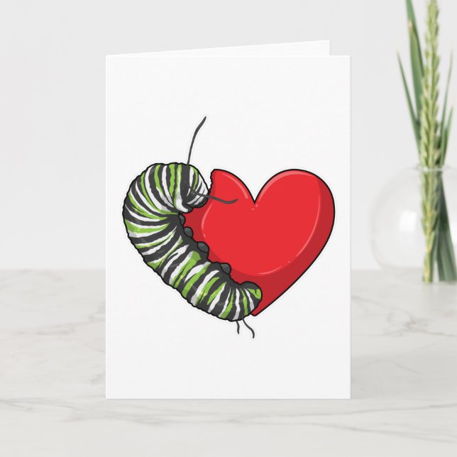 Carte Amour Chenille Coeur (Devant)