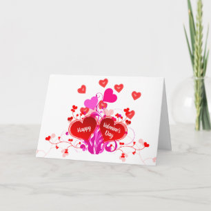Carte Amour Coeurs rouges et roses Saint Valentin Fête