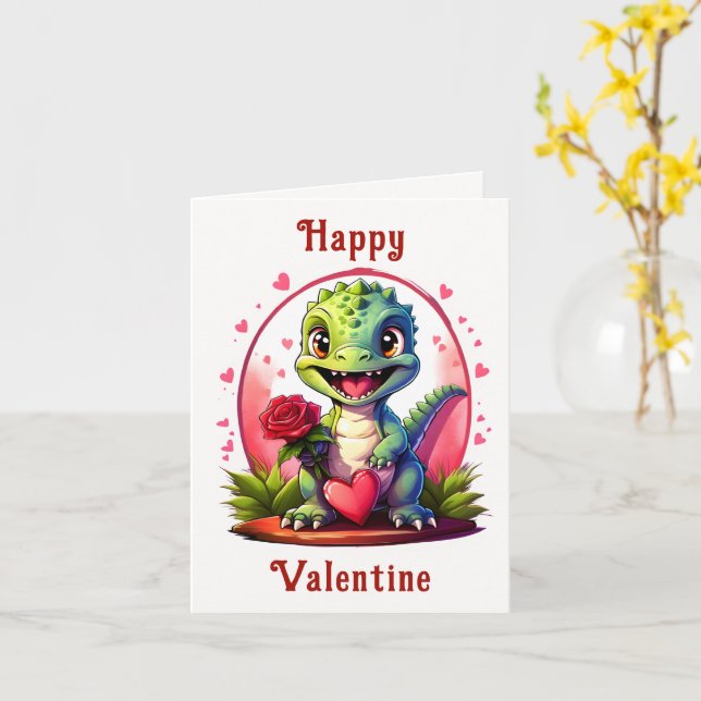 Carte Amour dans un style de dragon mignon pour la Saint (Fleur jaune)