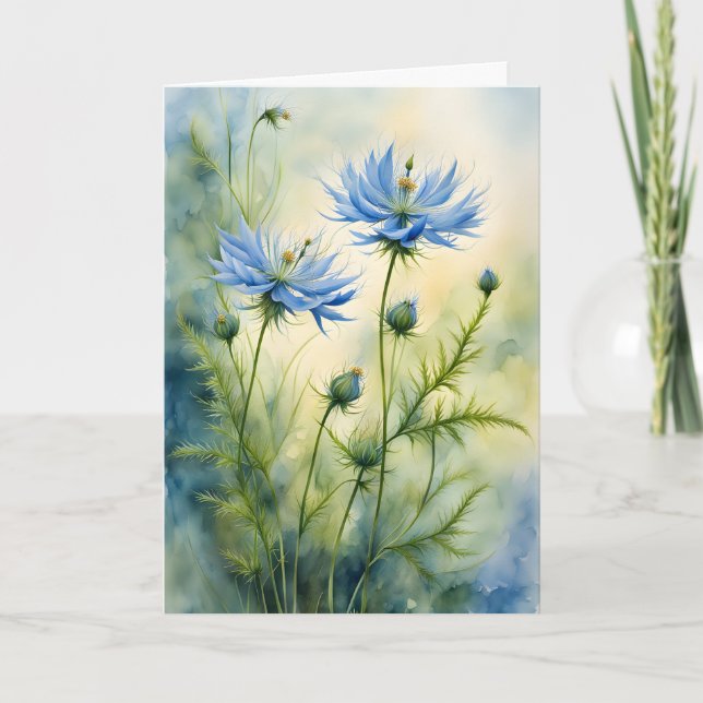 Carte Amour dans une fleur de fond Aquarelle Anniversair (Devant)