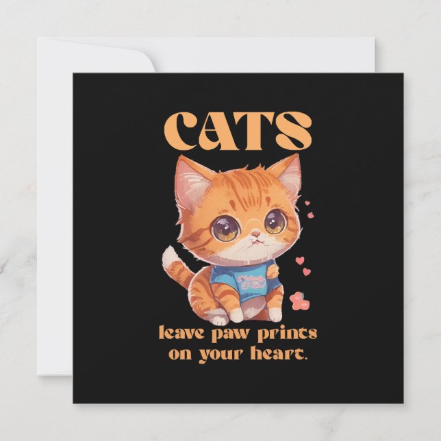 Carte amour de chat mignon (Devant)