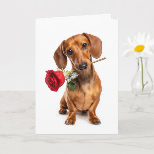 Carte Amour de chiot de la Saint-Valentin pour teckel av