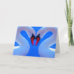 Carte Amour de cygne, cous en forme de coeur romantiques