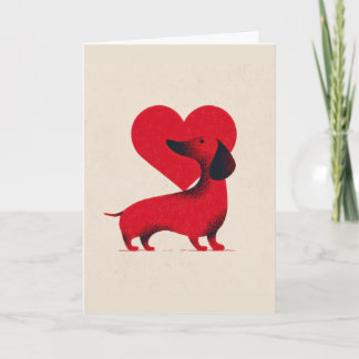 Carte Amour de Dachshund – Dessin de cœur de chien migno