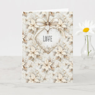 Carte Amour de la Saint-Valentin Fleur de Coeur en Crème