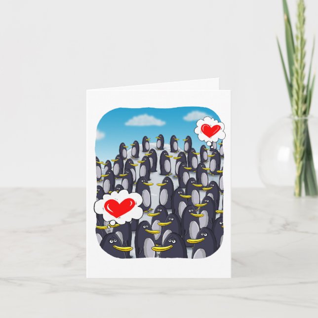 Carte Amour de pingouin pour la Saint-Valentin  (Devant)