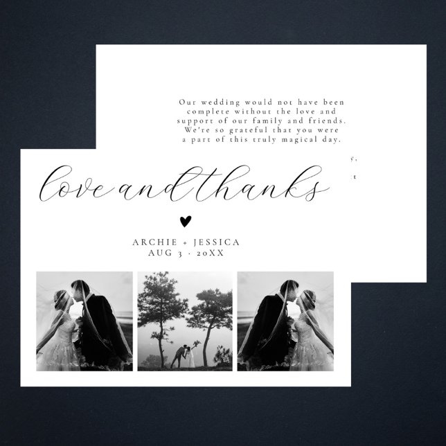 Carte Amour et Merci Elegant 3 Mariage photo Merci (Créateur téléchargé)