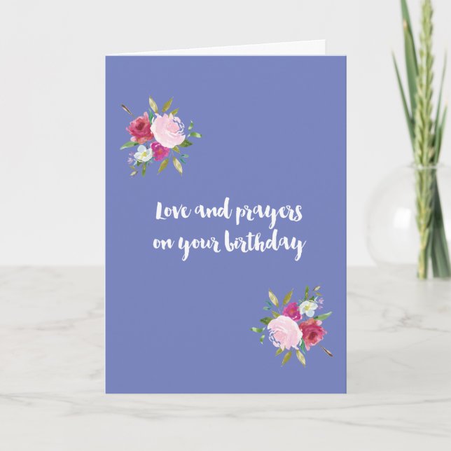 Carte Amour et prières d'anniversaire - Roses d'aquarell (Devant)
