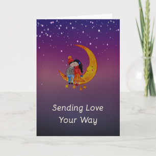 Carte Amour et romance avec les étoiles et la lune