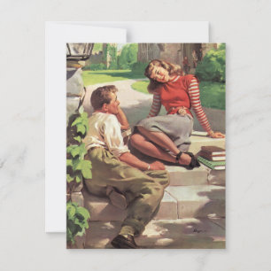 Carte Amour et romance vintage, Amoureux du lycée
