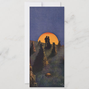Carte Amour et Romance Vintage, Baiser sous la Lune de l