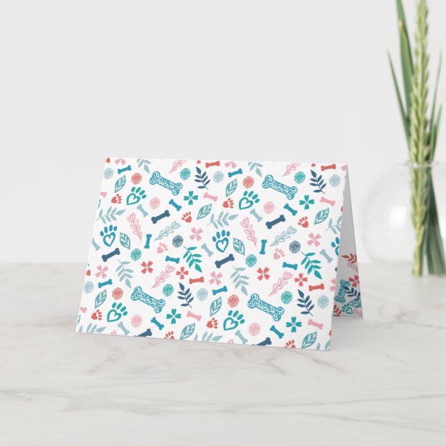 Carte Amour Floral & Foliage Empreinte de patte Motif (Devant)