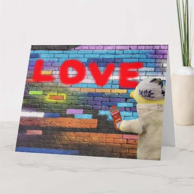 Carte Amour Graffiti art mural. (Devant)
