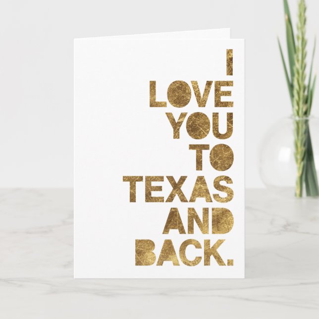 Carte Amour métallisé or de Texas et retour (Devant)