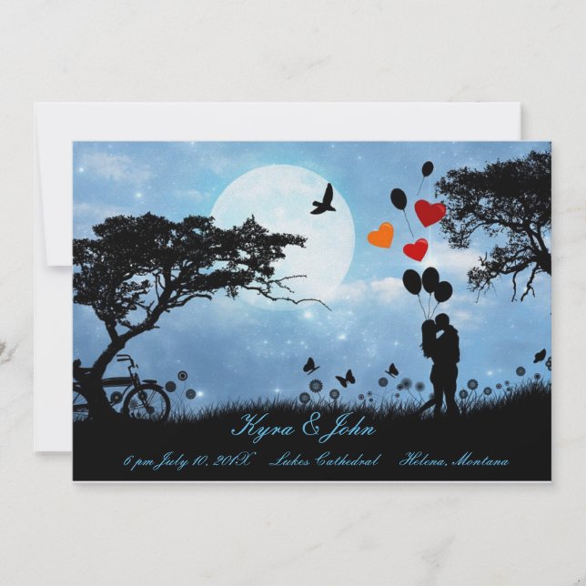 Carte Amour pittoresque sous la lune de mariage (Devant)