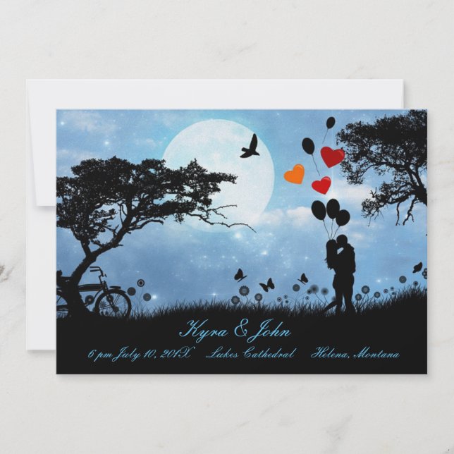 Carte Amour pittoresque sous la lune Simple Mariage (Devant)