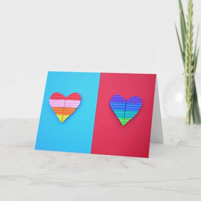 Carte Amour Pop Art Jumeaux Saint Valentin Cœurs Arc-en- (Devant)