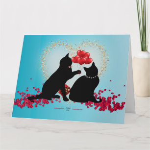 Carte Amour qui ronronne - Ballons de Cat Valentine - Sa