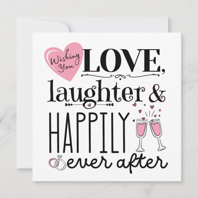 Carte Amour, rire et heureux pour toujours (Devant)