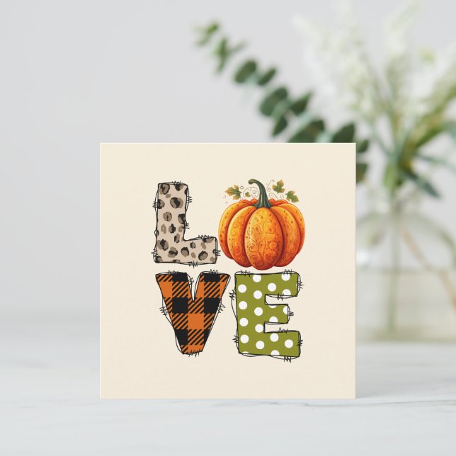 Carte AMOUR - saison Citrouille et automne (Debout devant)