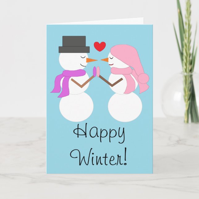 Carte Amour & Snowpeople : Happy Winter (Devant)