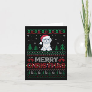 Carte Amoureux de les chiens maltais Santa Hat Lumières 
