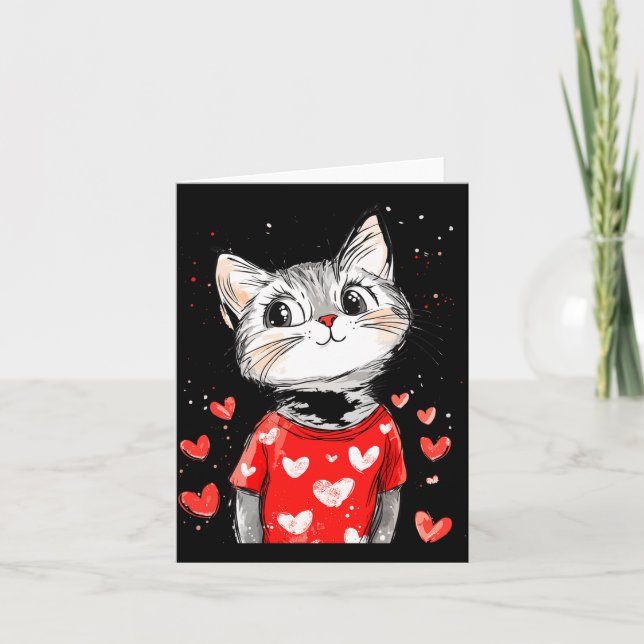 Carte Amoureux des chats Cœur Filles Chatons Saint-Valen (Devant)