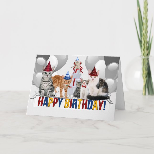 Carte Amoureux des chats du Groupe Anniversaire (Devant)