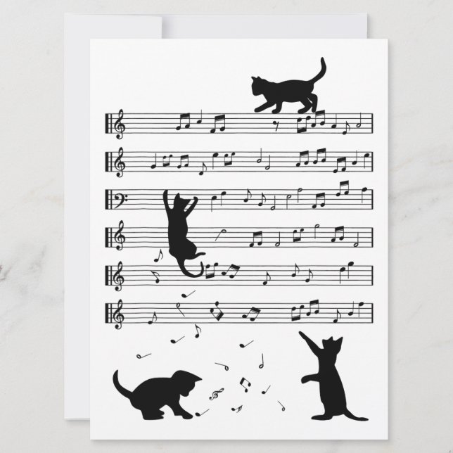 Carte Amoureux des chats Funny Pianiste Piano Lover (Devant)