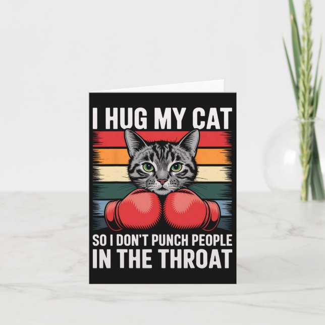 Carte Amoureux des chats Ventilateur de boxe I Hug Chat  (Devant)