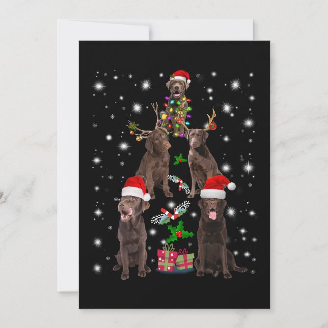 Carte Amoureux des chiens | Arbre de Noël Labrador Choco (Devant)