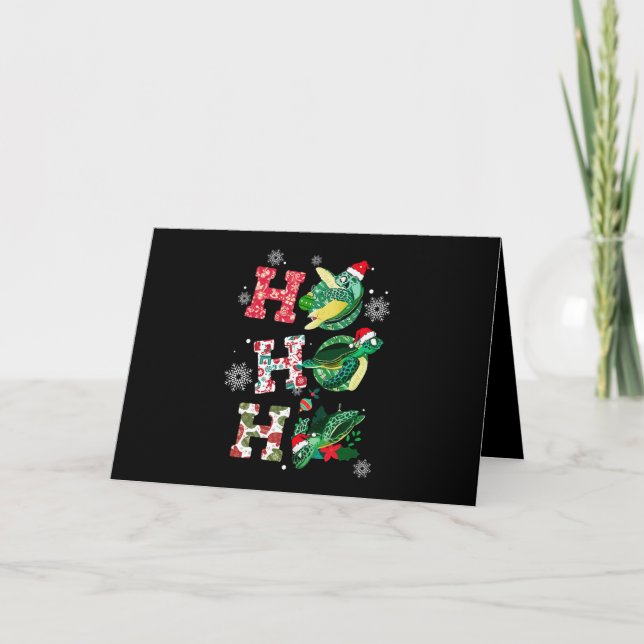 Carte Amoureux drôles de tortue de Noël (Devant)
