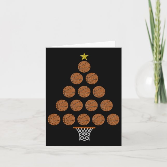 Carte Amoureux du basket-ball Thème Arbre de Noël (Devant)