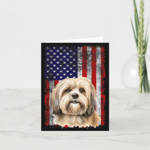 Carte Amoureux du Lhasa Apso Drapeau américain 4 juillet