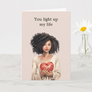 Carte Ampoule du Coeur de la Dame Noire illumine ma vie
