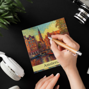 Carte Amsterdam canal house van Gogh style, personnalisa